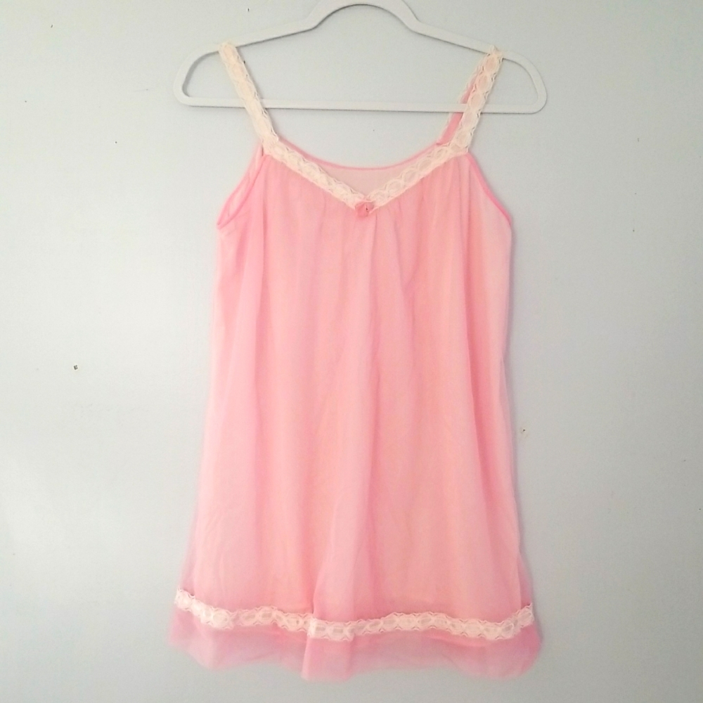 Vintage 1960s Kayser Pink Babydoll Nightie Sz Medium